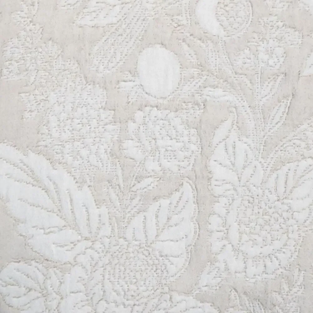 Envogue Shabby Chic Birds Flowers Embossed Jacquard Tablecloth Ivory 60x84Oblong